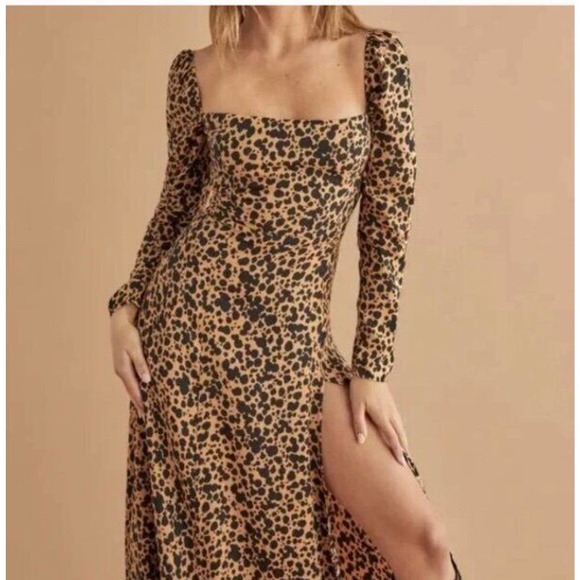 Reformation Dresses & Skirts - REFORMATION Sz 4 Sigmund Blitz Print Dress Midi Long Sleeve
